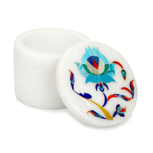 Marble Round Box - Rose Design