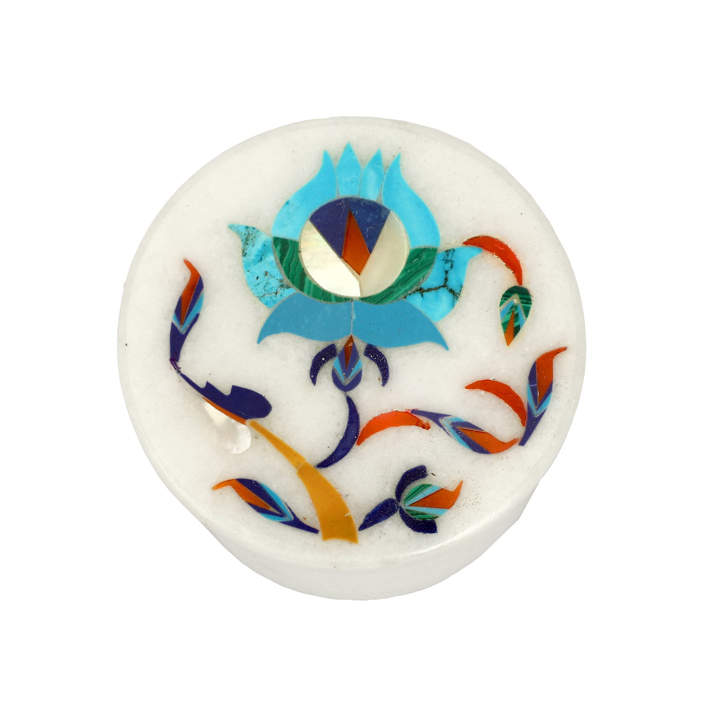 Marble Round Box - Rose Design