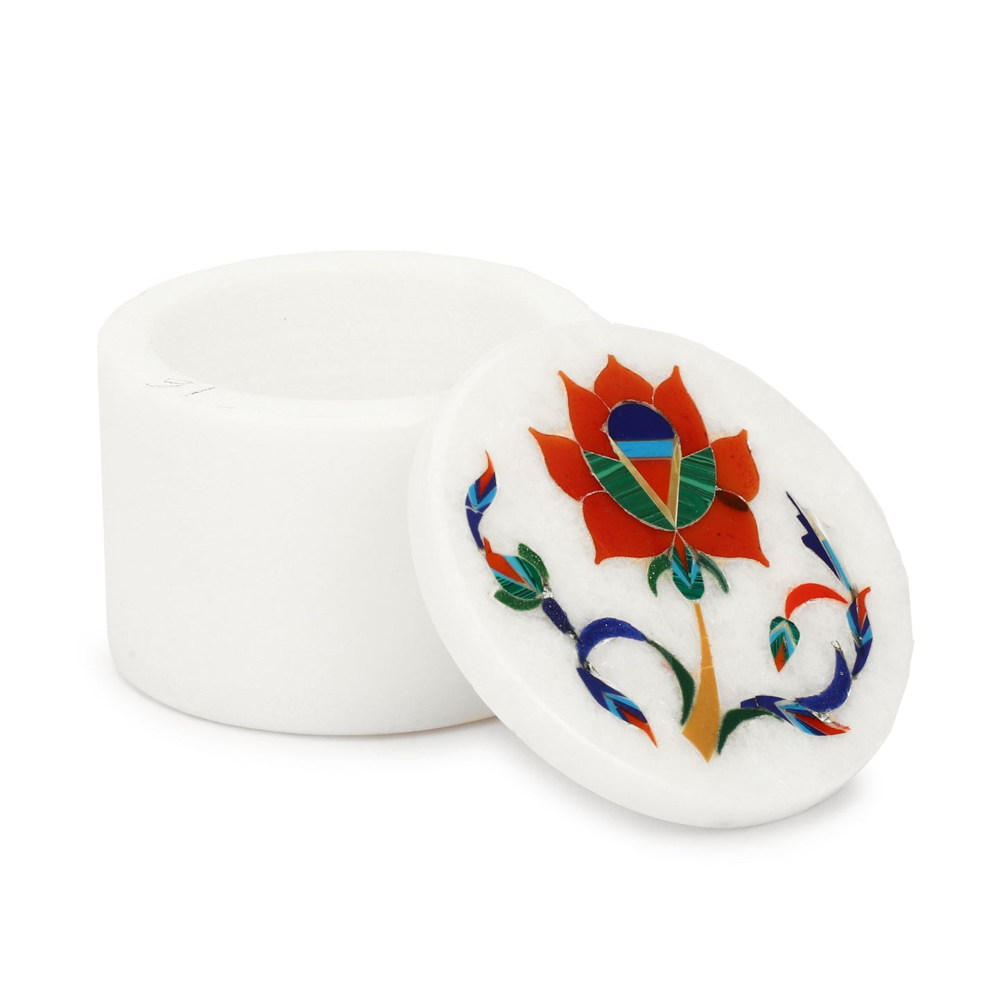 Marble Round Box - Rose Design
