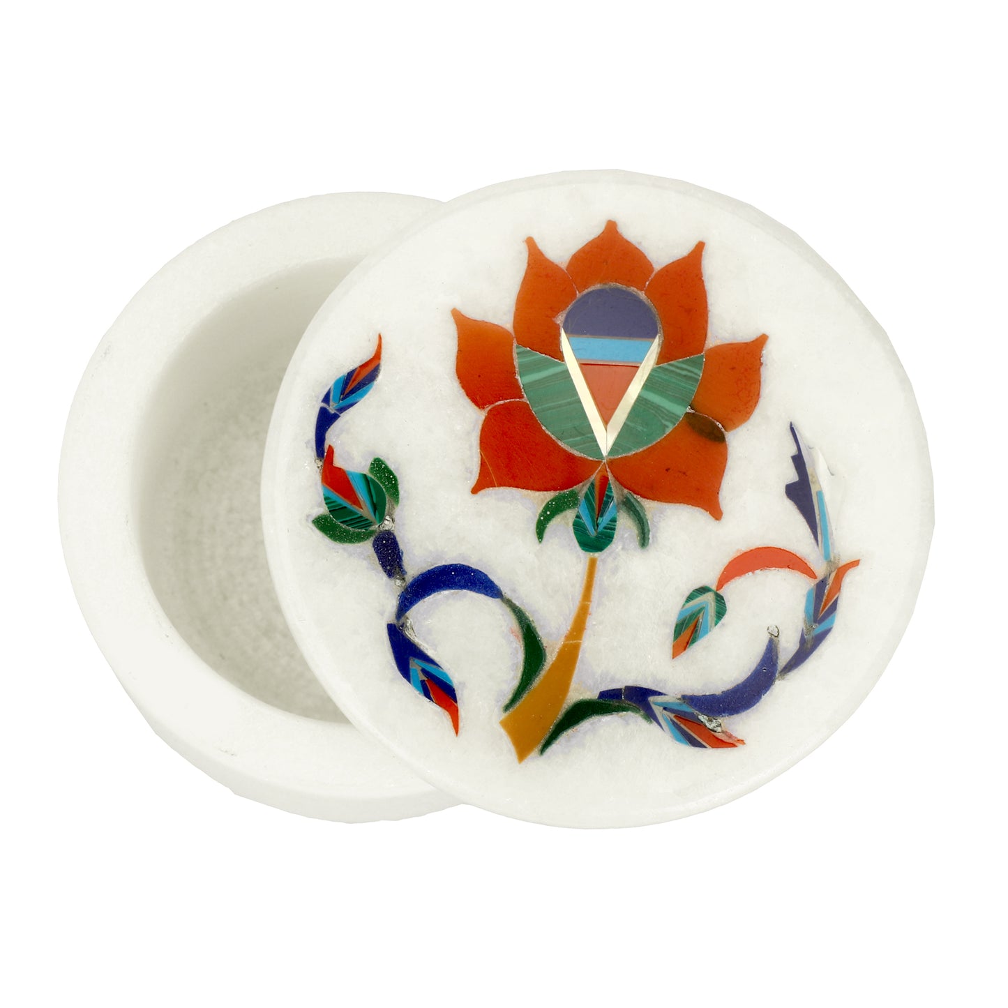 Marble Round Box - Rose Design