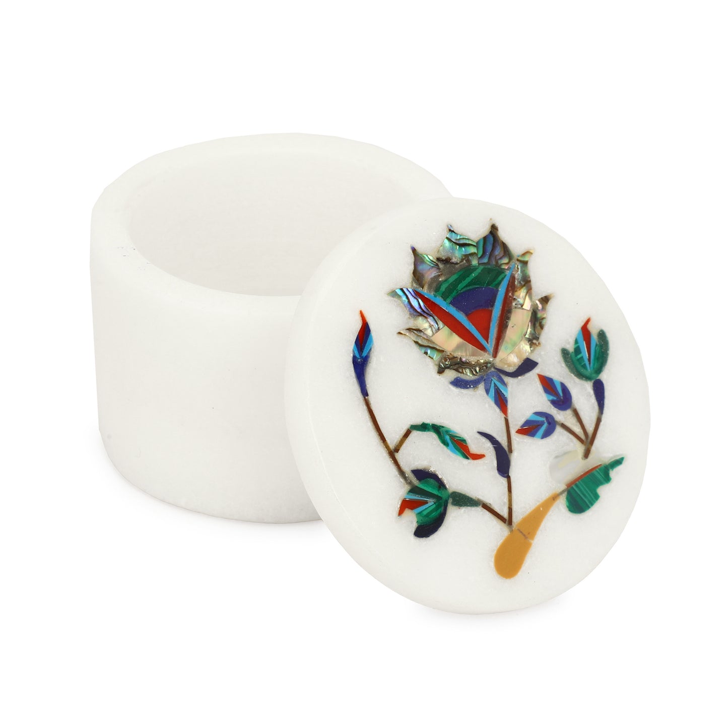 Marble Round Box - Rose Design