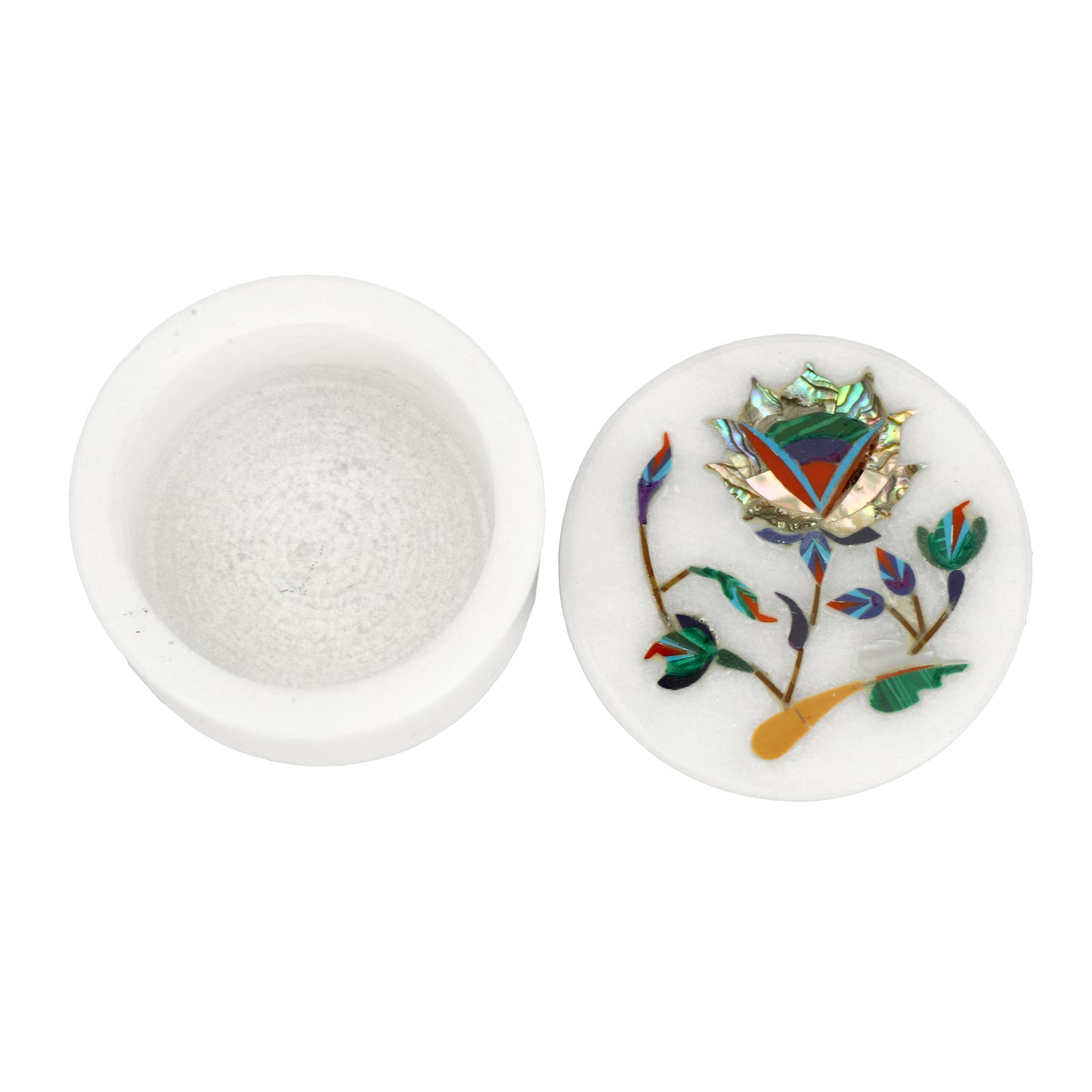 Marble Round Box - Rose Design