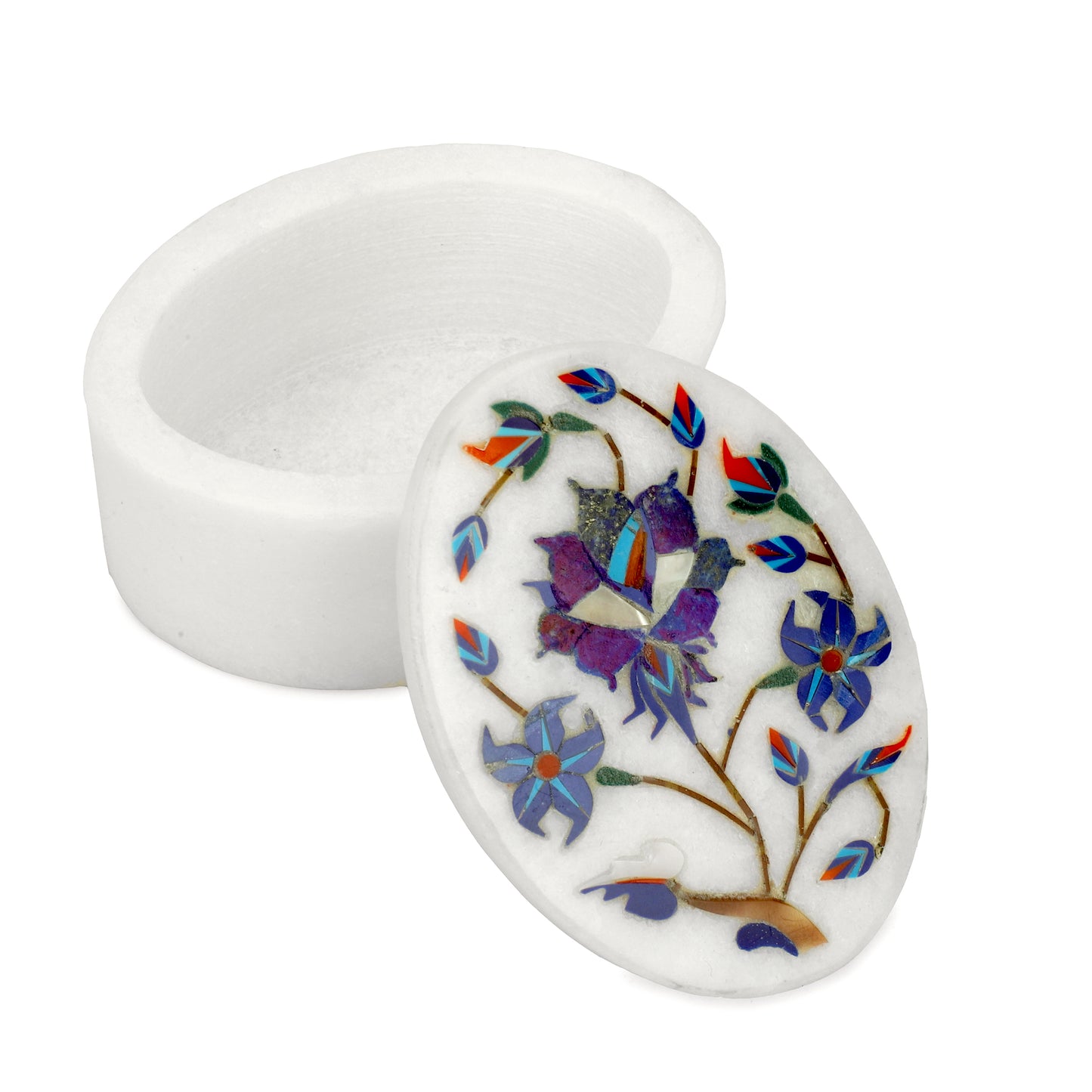 Marble Oval Box -Rose Design