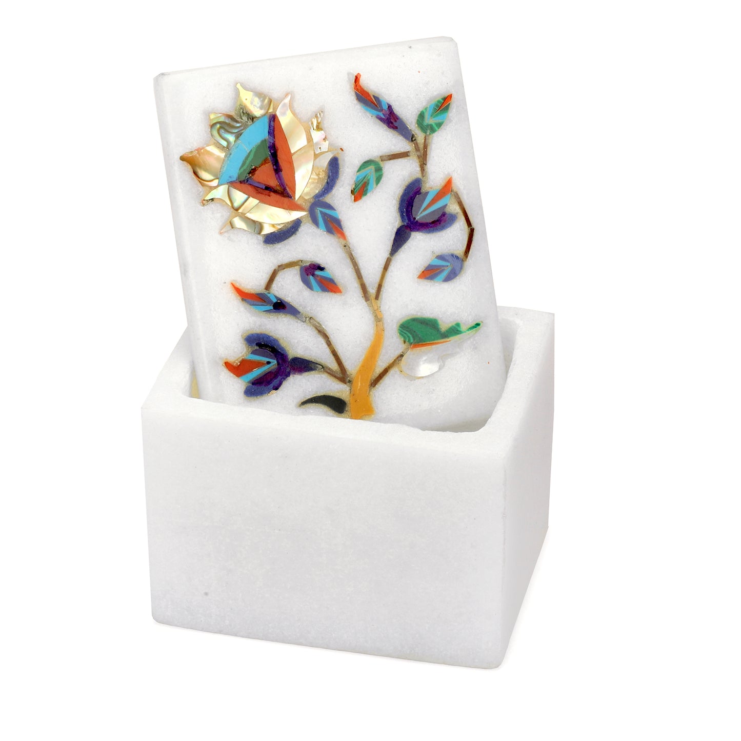 Marble Rectangular Box - Rose Design