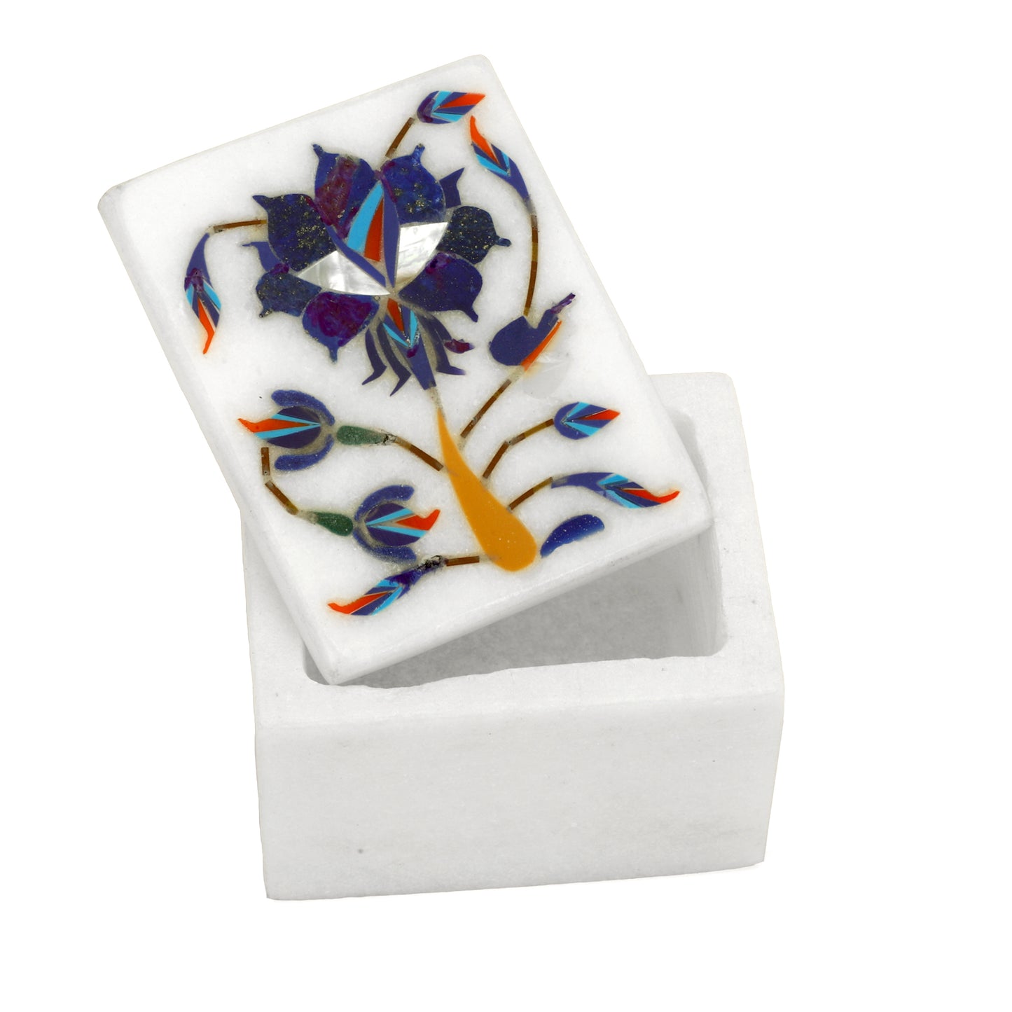 Marble Rectangular Box - Rose Design