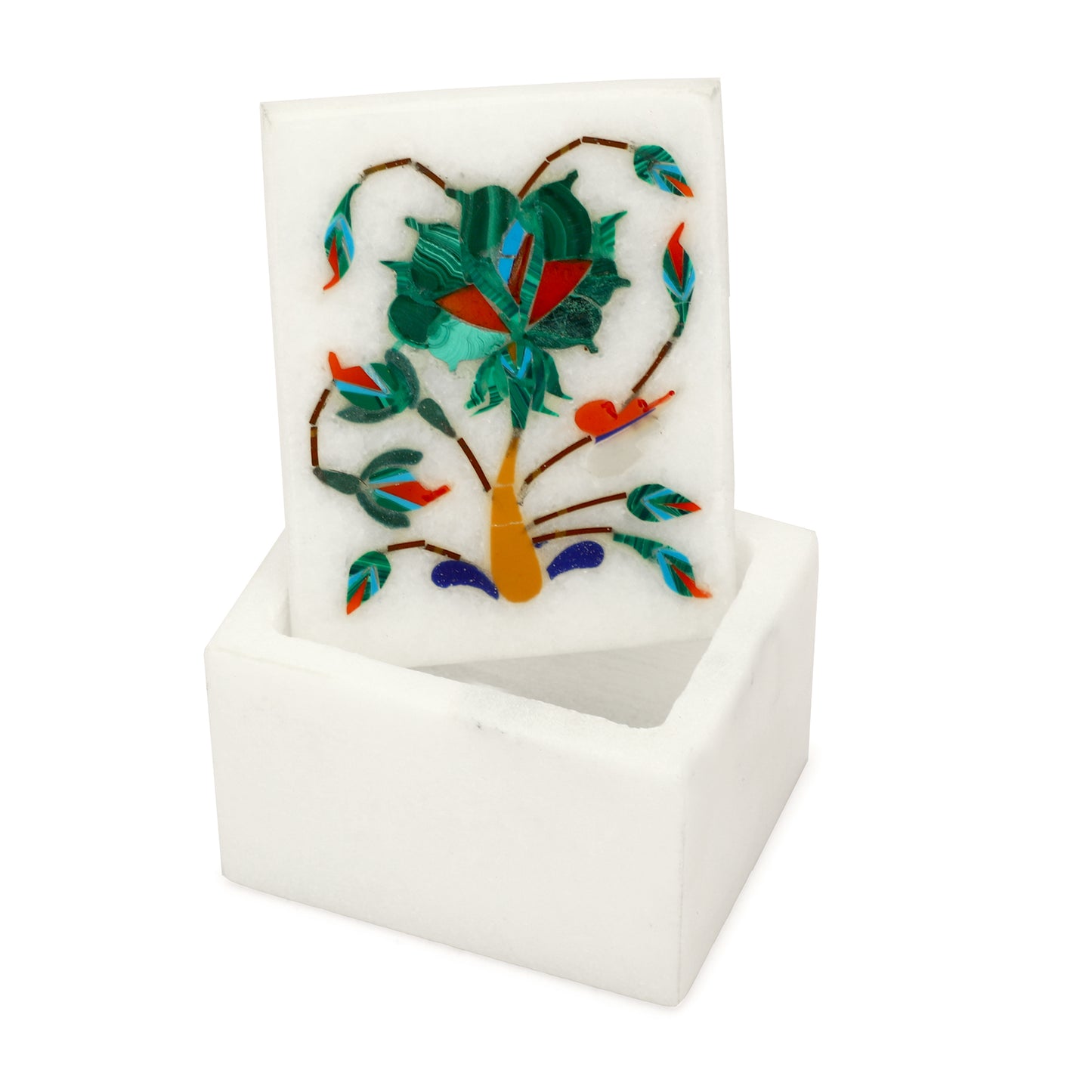Marble Rectangular Box - Rose Design