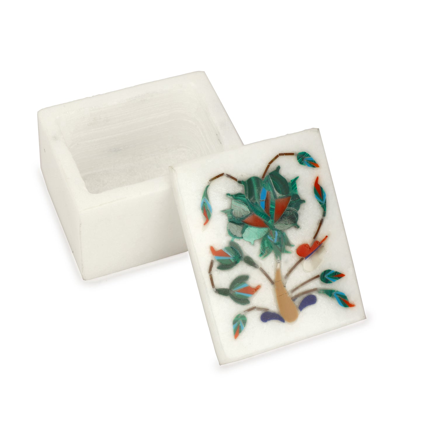 Marble Rectangular Box - Rose Design