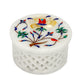 Marble Round Box Filigree Work - Rose Design
