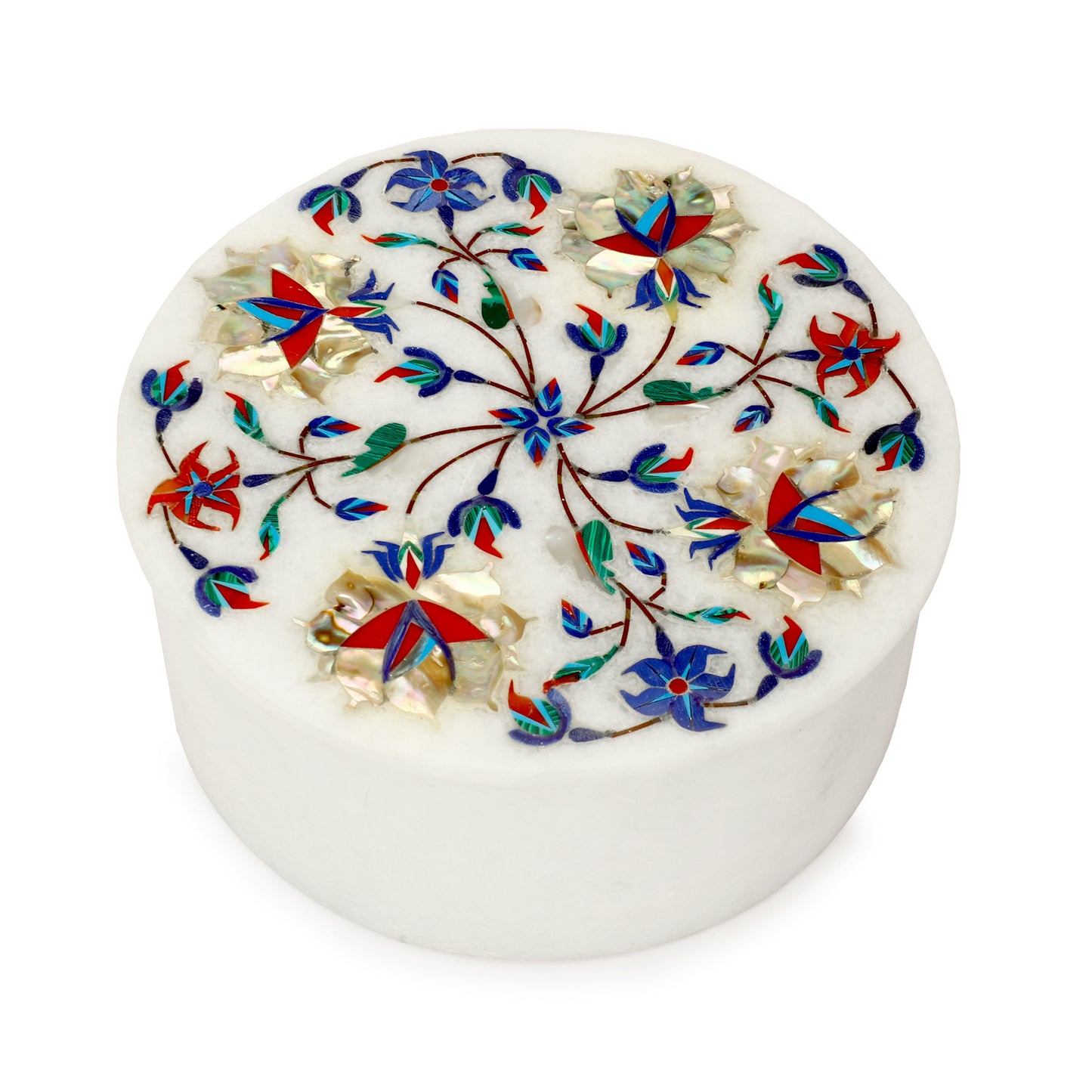 Marble Round Box - Rose Design