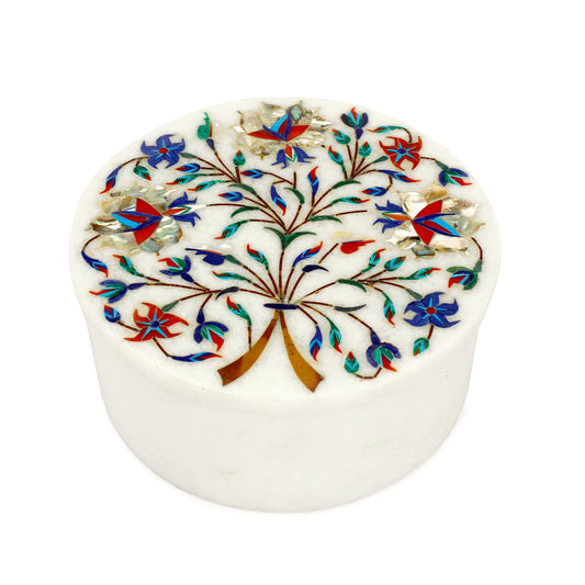 Marble Round Box - Rose Design