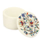 Marble Round Box Two Flower - Rose Design
