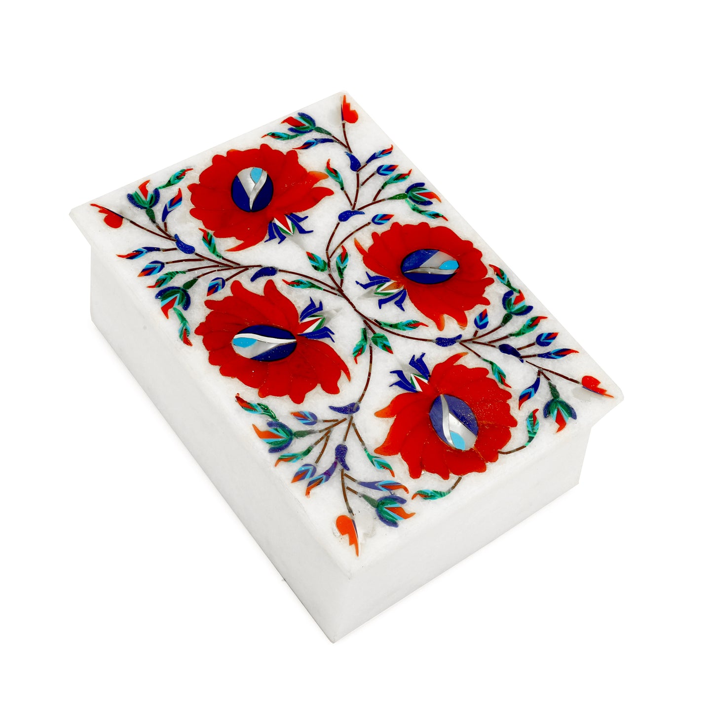 Marble Rectangular Box - Rose Design