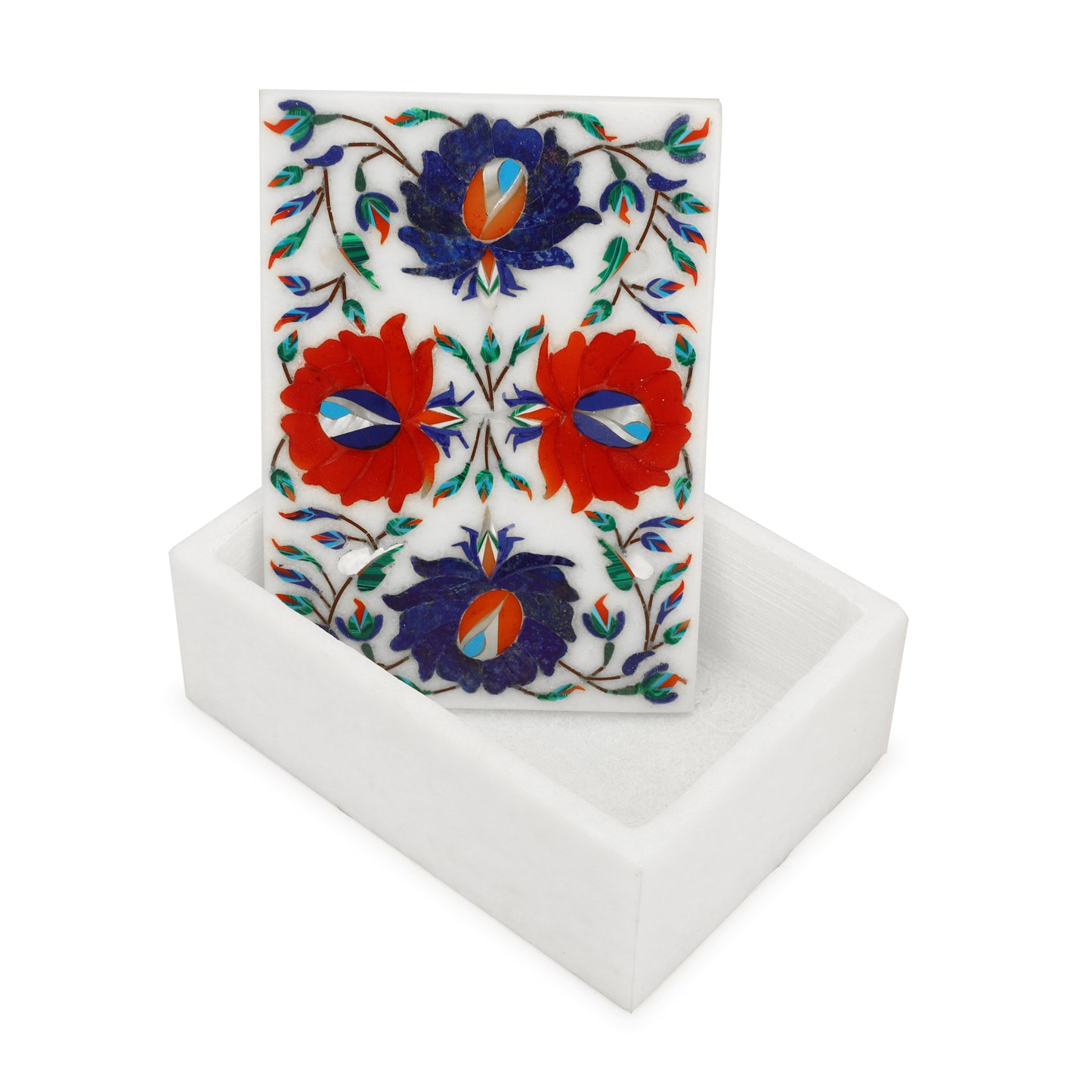 Marble Rectangular Box - Rose Design
