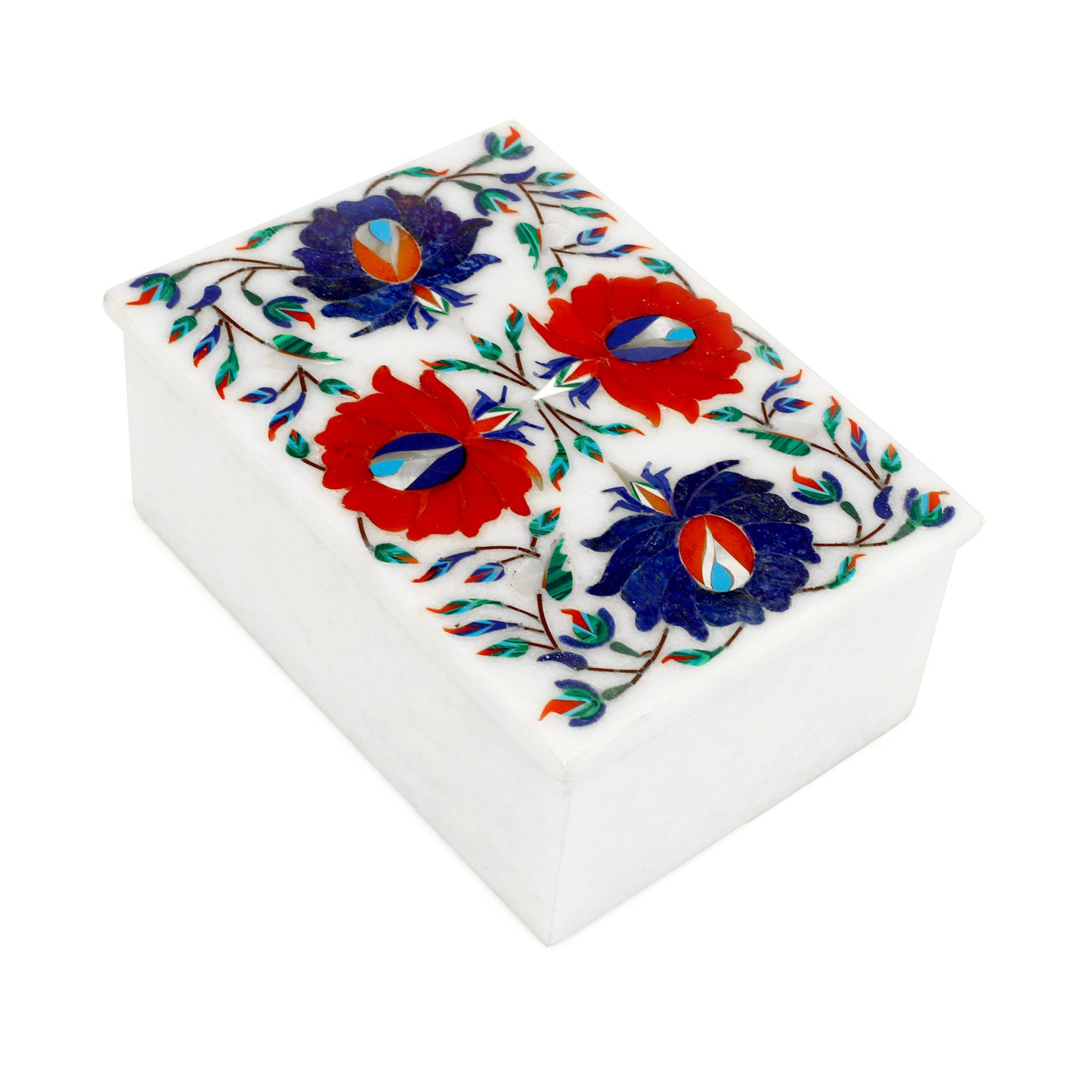 Marble Rectangular Box - Rose Design