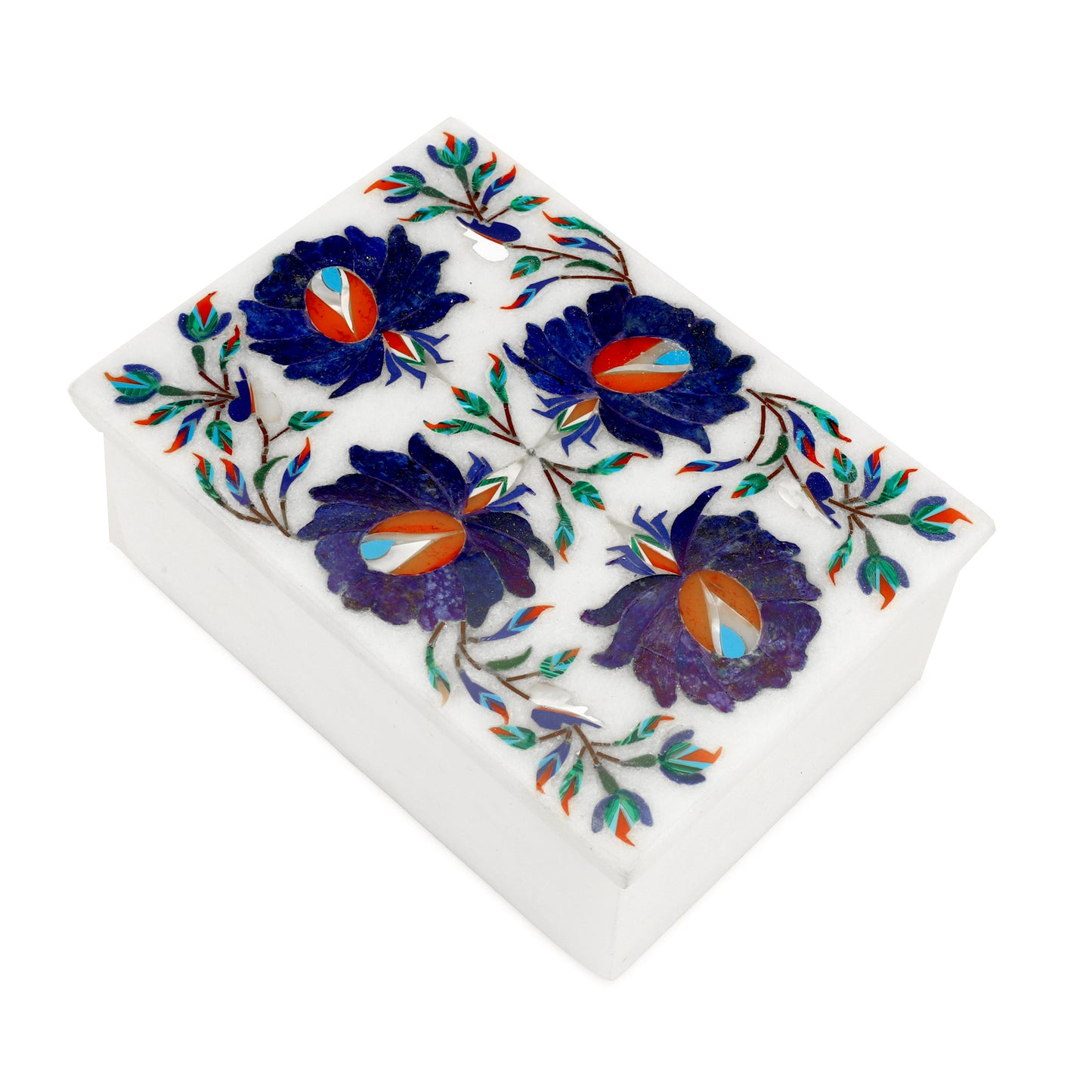 Marble Rectangular Box - Rose Design
