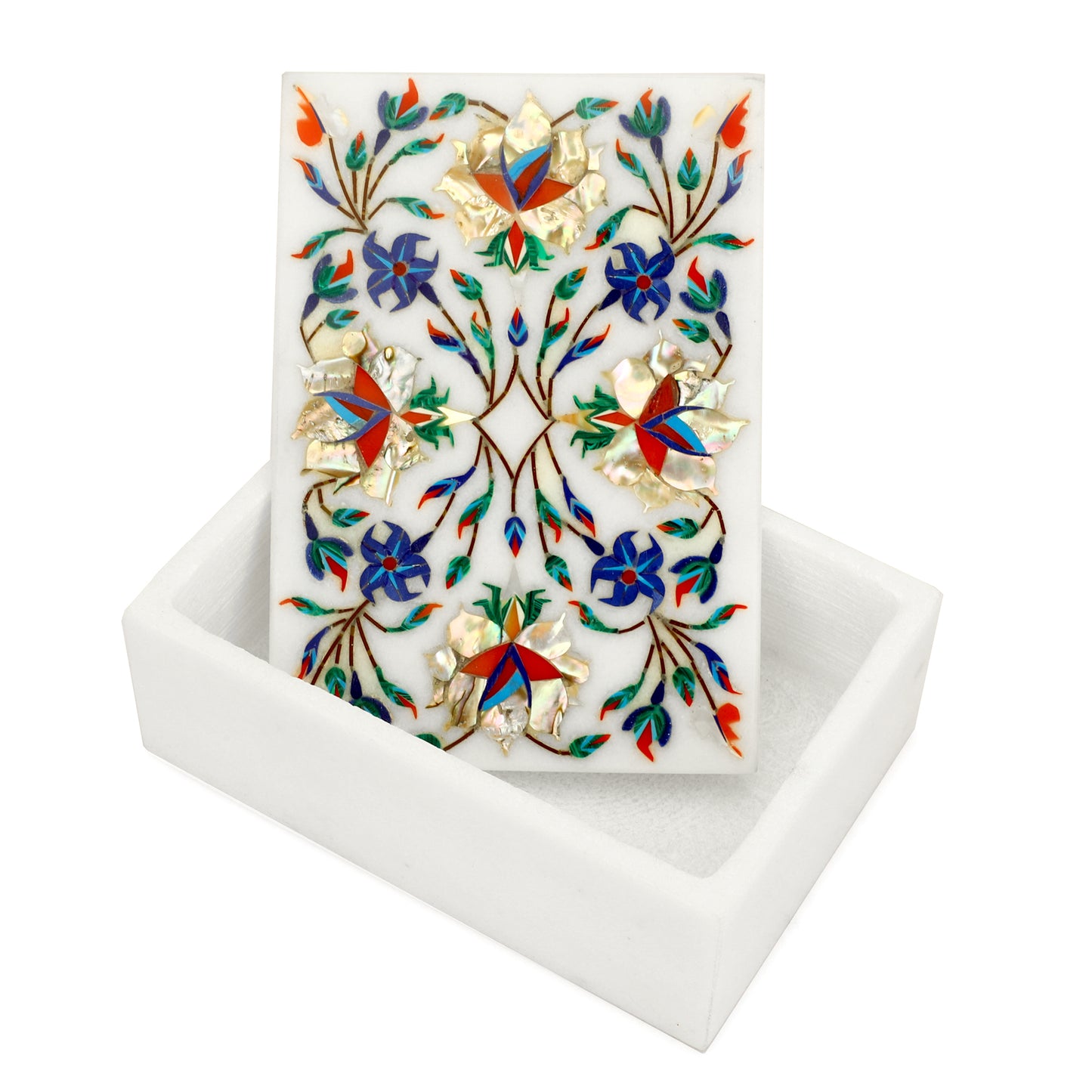 Marble Rectangular Box - Rose Design