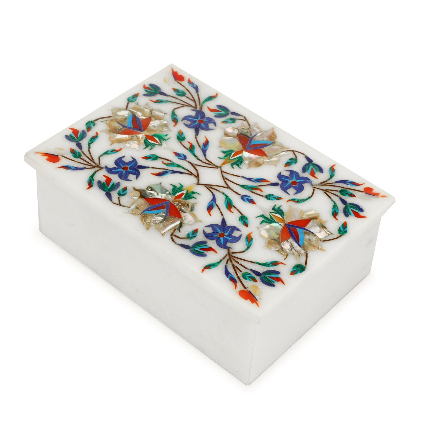 Marble Rectangular Box - Rose Design