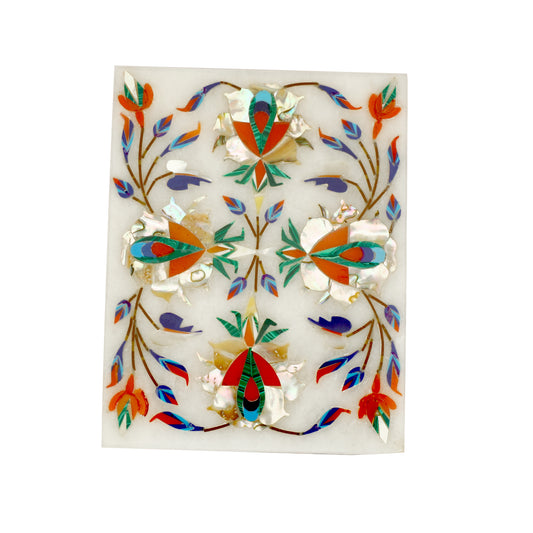 Marble Rectangular Box - Rose Design