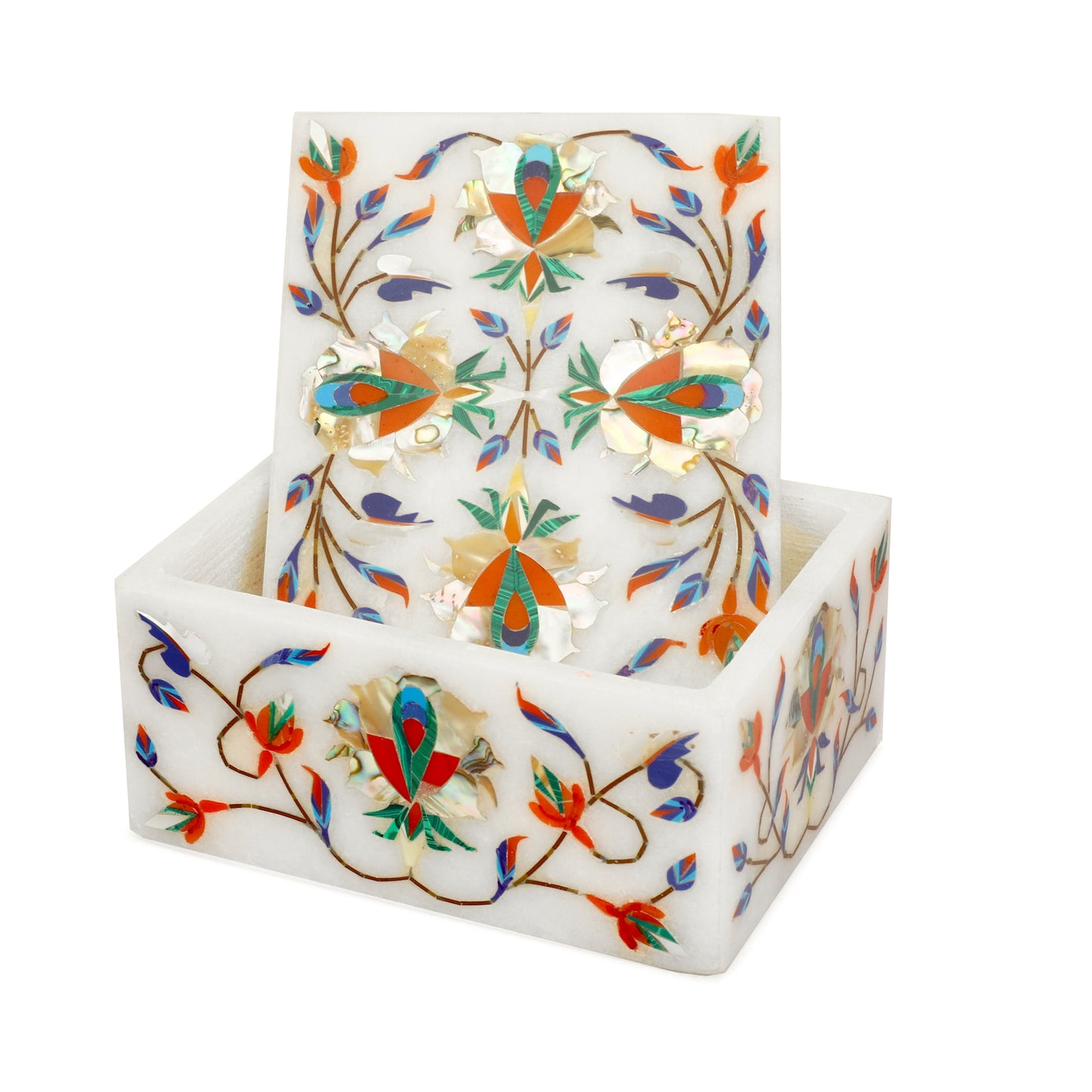 Marble Rectangular Box - Rose Design